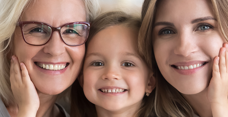 Little,Girl,Her,Young,Mother,And,Mature,Grandma,Portrait.,Multi